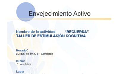 RECUERDA. Taller de estimulación cognitiva. FUENTE CARRETEROS 2022